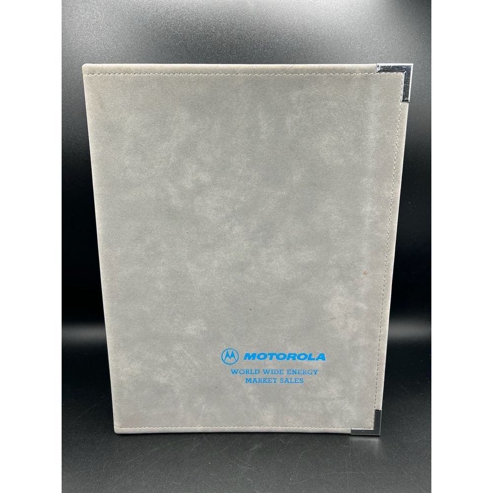 VTG Motorola Corporate Padfolio World Wide Energy Market Sales Faux Suede Gray